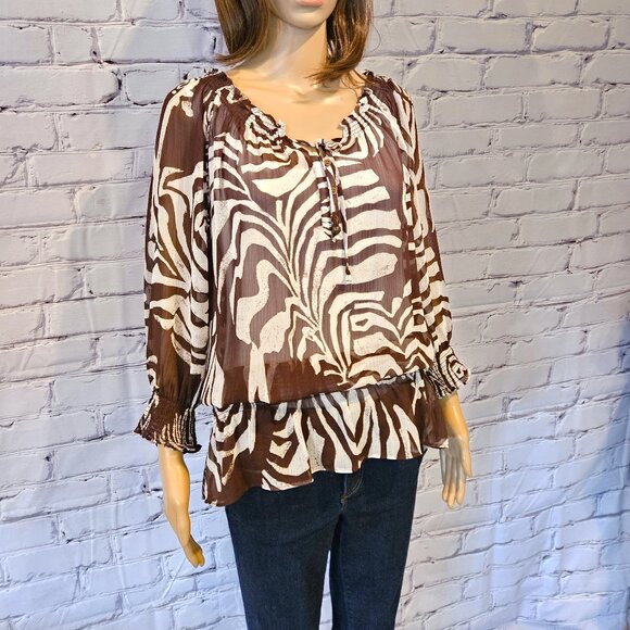 JONES NEW YORK, Animal print sheer loose fit tunic top - Picture 5 of 14
